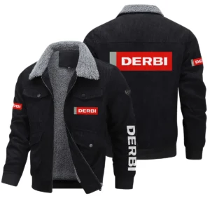 Derbi Motorcycles Exclusive LogoThickened Corduroy Jacket Motorcycles QTMT191224A5DER - Black