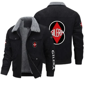 Gilera Motorcycles Exclusive LogoThickened Corduroy Jacket Motorcycles QTMT191224A5GIL - Black