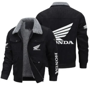 Honda Motorcycles Exclusive LogoThickened Corduroy Jacket Motorcycles QTMT191224A5HON - Black