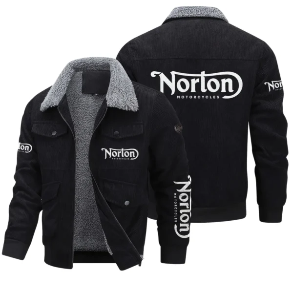 Norton Motorcycles Exclusive LogoThickened Corduroy Jacket Motorcycles QTMT191224A5NOR - Black