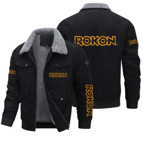 Rokon Exclusive LogoThickened Corduroy Jacket Motorcycles QTMT191224A5ROK - Black