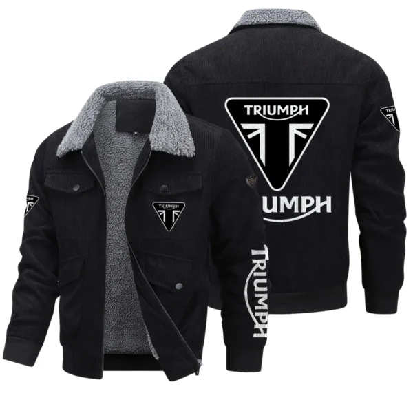 Triumph Motorcycles Exclusive LogoThickened Corduroy Jacket Motorcycles QTMT191224A5TRI - Black