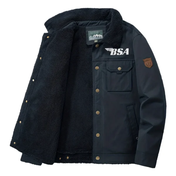 BSA Motorcycles Exclusive Logo Velvet Coat Motorcycles QTMT191224A4BSA - Dark Blue