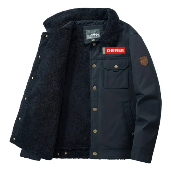 Derbi Motorcycles Exclusive Logo Velvet Coat Motorcycles QTMT191224A4DER - Dark Blue