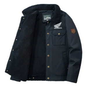 Honda Motorcycles Exclusive Logo Velvet Coat Motorcycles QTMT191224A4HON - Dark Blue