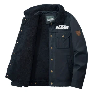 KTM Exclusive Logo Velvet Coat Motorcycles QTMT191224A4KTM - Dark Blue