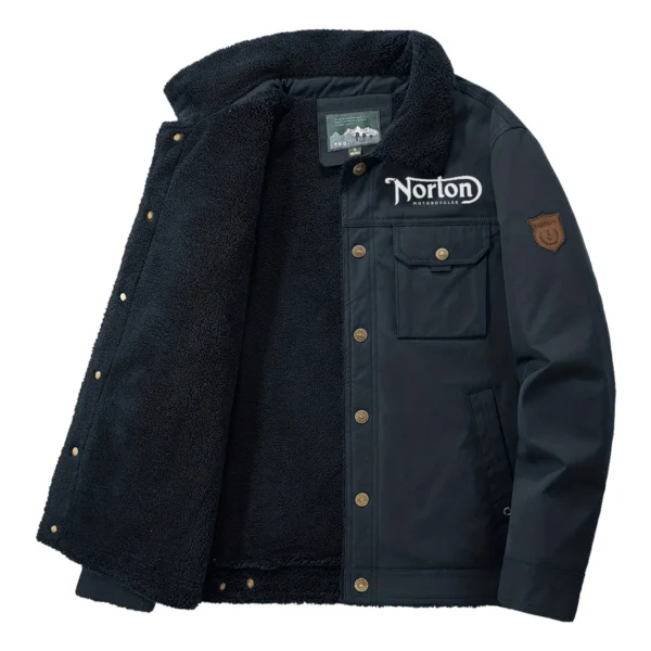 Norton Motorcycles Exclusive Logo Velvet Coat Motorcycles QTMT191224A4NOR - Dark Blue