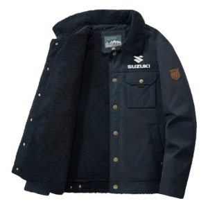 Suzuki Exclusive Logo Velvet Coat Motorcycles QTMT191224A4SUZ - Dark Blue