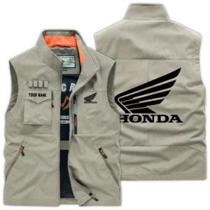 Honda Motorcycles Exclusive Logo Outdoor Vest Motorcycles QTMTS261224A01HON - Khaki