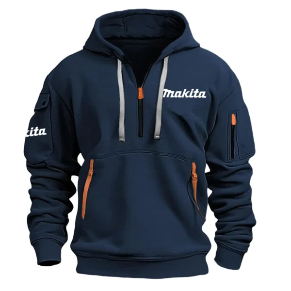 Special Release Makita Gardening Hoodie Half Zipper QTGR101124A02MA - Navy