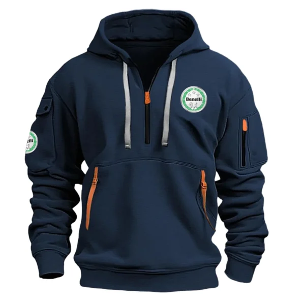 Benelli Motorcycles Exclusive Logo Hoodie Half Zipper Motorcycles Fans Loves QTMT191224A1BEN - Navy