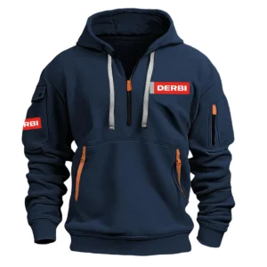 Derbi Motorcycles Exclusive Logo Hoodie Half Zipper Motorcycles Fans Loves QTMT191224A1DER - Navy