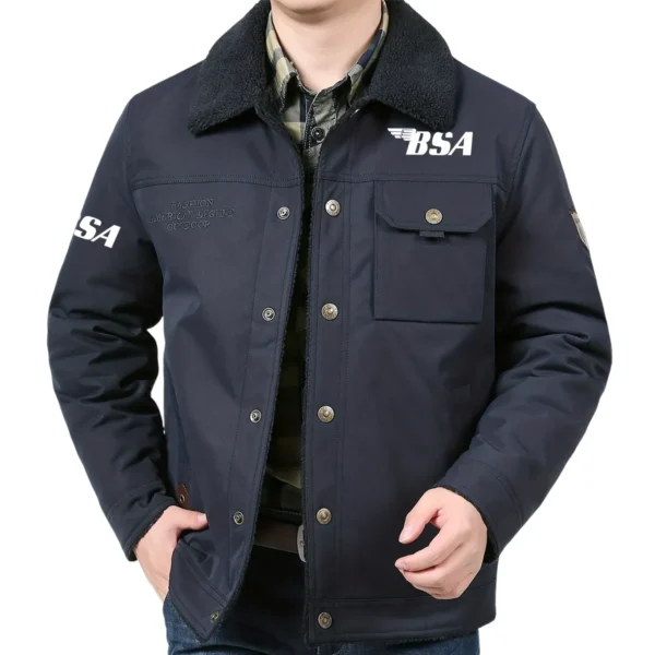 BSA Motorcycles Exclusive Logo Velvet Coat Motorcycles QTMT191224A4BSA - Dark Blue