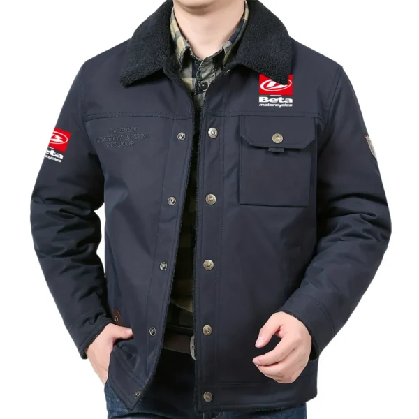 Beta Motorcycles Exclusive Logo Velvet Coat Motorcycles QTMT191224A4BTA - Dark Blue