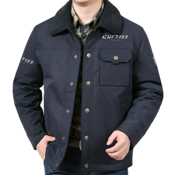 Curtiss Motorcycles Exclusive Logo Velvet Coat Motorcycles QTMT191224A4CUR - Dark Blue