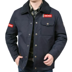 Derbi Motorcycles Exclusive Logo Velvet Coat Motorcycles QTMT191224A4DER - Dark Blue