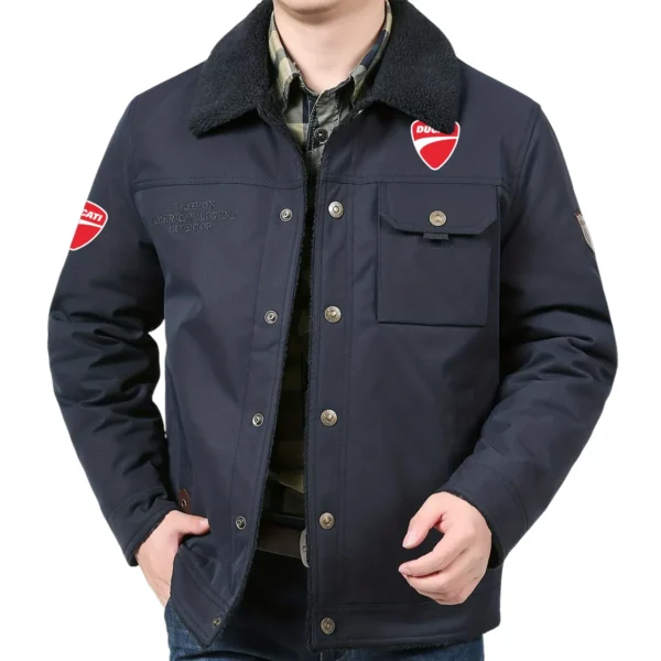 Ducati Exclusive Logo Velvet Coat Motorcycles QTMT191224A4DUC - Dark Blue