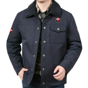 Gilera Motorcycles Exclusive Logo Velvet Coat Motorcycles QTMT191224A4GIL - Dark Blue