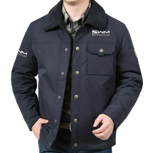 SWM Motorcycles Exclusive Logo Velvet Coat Motorcycles QTMT191224A4SWM - Dark Blue