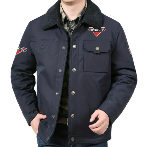 Victory Motorcycles Exclusive Logo Velvet Coat Motorcycles QTMT191224A4VIC - Dark Blue