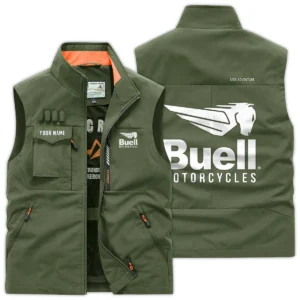 Buell Motorcycles Exclusive Logo Outdoor Vest Motorcycles QTMTS261224A01BUE - Army Green