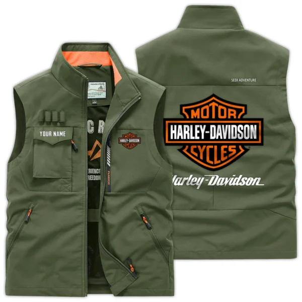 Harley-Davidson Exclusive Logo Outdoor Vest Motorcycles QTMTS261224A01HD - Army Green