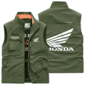 Honda Motorcycles Exclusive Logo Outdoor Vest Motorcycles QTMTS261224A01HON - Army Green