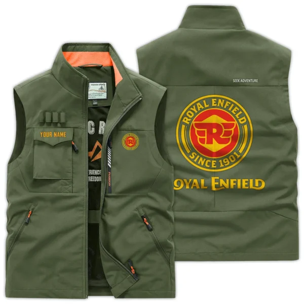 Royal Enfield Exclusive Logo Outdoor Vest Motorcycles QTMTS261224A01ROY - Army Green