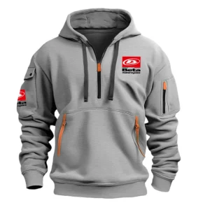 Beta Motorcycles Exclusive Logo Hoodie Half Zipper Motorcycles Fans Loves QTMT191224A1BTA - Gray