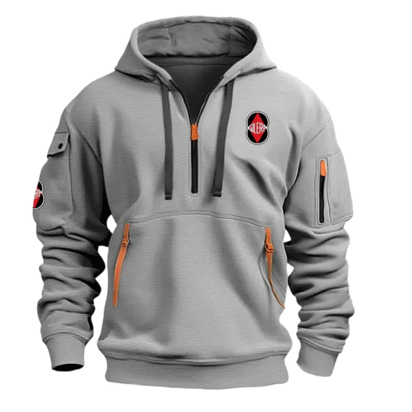 Gilera Motorcycles Exclusive Logo Hoodie Half Zipper Motorcycles Fans Loves QTMT191224A1GIL - Gray