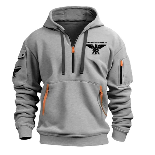 Moto Morini Exclusive Logo Hoodie Half Zipper Motorcycles Fans Loves QTMT191224A1MMO - Gray