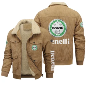 Benelli Motorcycles Exclusive LogoThickened Corduroy Jacket Motorcycles QTMT191224A5BEN - Khaki