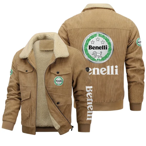 Benelli Motorcycles Exclusive LogoThickened Corduroy Jacket Motorcycles QTMT191224A5BEN - Khaki