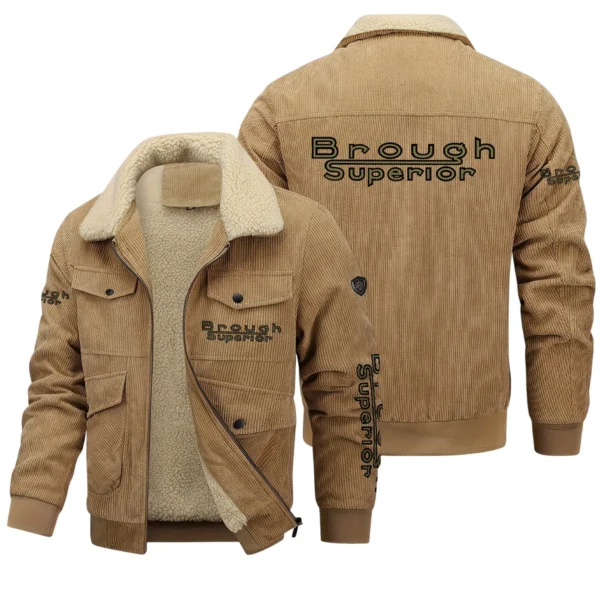 Brough Superior Exclusive LogoThickened Corduroy Jacket Motorcycles QTMT191224A5BRO - Khaki