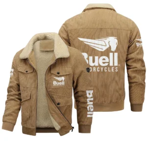 Buell Motorcycles Exclusive LogoThickened Corduroy Jacket Motorcycles QTMT191224A5BUE - Khaki