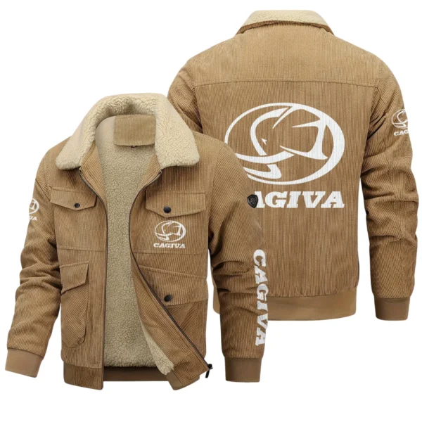 Cagiva Exclusive LogoThickened Corduroy Jacket Motorcycles QTMT191224A5CAG - Khaki