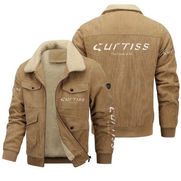 Curtiss Motorcycles Exclusive LogoThickened Corduroy Jacket Motorcycles QTMT191224A5CUR - Khaki