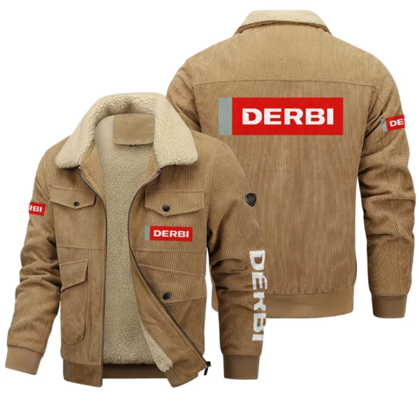 Derbi Motorcycles Exclusive LogoThickened Corduroy Jacket Motorcycles QTMT191224A5DER - Khaki