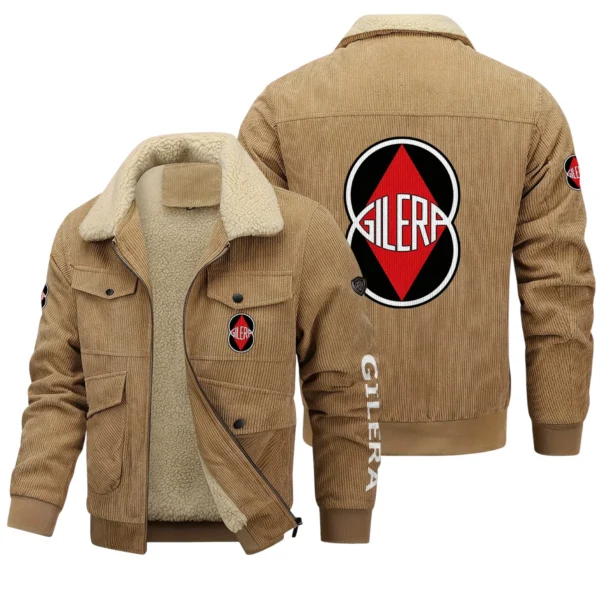 Gilera Motorcycles Exclusive LogoThickened Corduroy Jacket Motorcycles QTMT191224A5GIL - Khaki