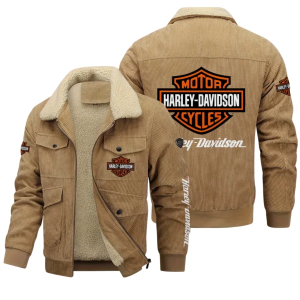 Harley-Davidson Exclusive LogoThickened Corduroy Jacket Motorcycles QTMT191224A5HD - Khaki