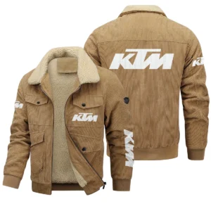 KTM Exclusive LogoThickened Corduroy Jacket Motorcycles QTMT191224A5KTM - Khaki