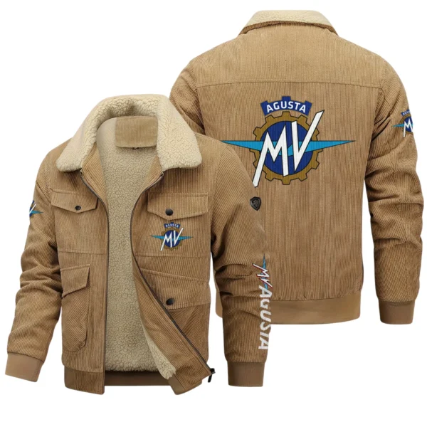 MV Agusta Exclusive LogoThickened Corduroy Jacket Motorcycles QTMT191224A5MVA - Khaki