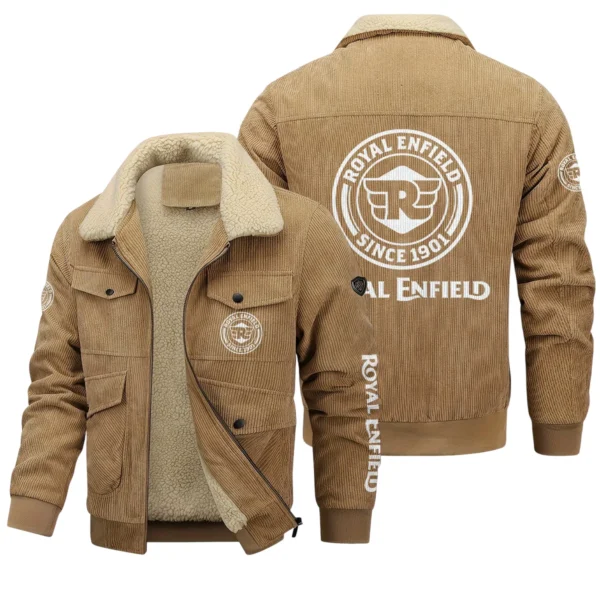 Royal Enfield Exclusive LogoThickened Corduroy Jacket Motorcycles QTMT191224A5ROY - Khaki