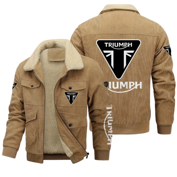 Triumph Motorcycles Exclusive LogoThickened Corduroy Jacket Motorcycles QTMT191224A5TRI - Khaki