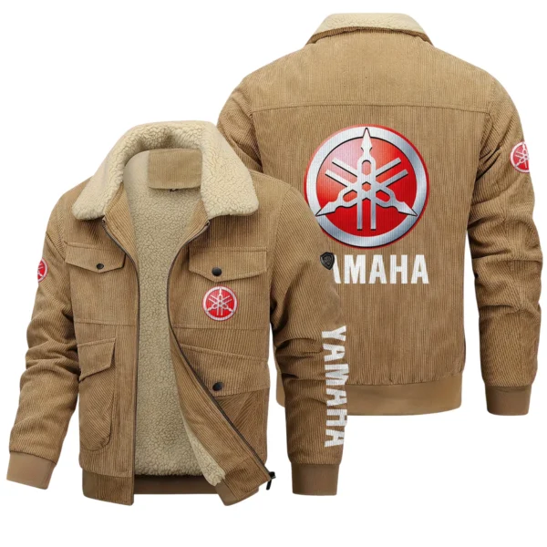 Yamaha Exclusive LogoThickened Corduroy Jacket Motorcycles QTMT191224A5YAM - Khaki