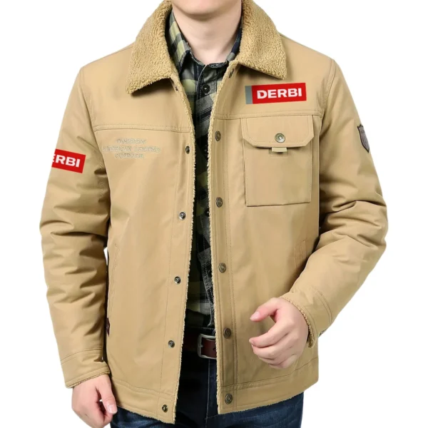 Derbi Motorcycles Exclusive Logo Velvet Coat Motorcycles QTMT191224A4DER - Khaki