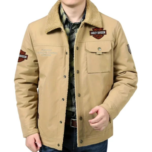 Harley-Davidson Exclusive Logo Velvet Coat Motorcycles QTMT191224A4HD - Khaki