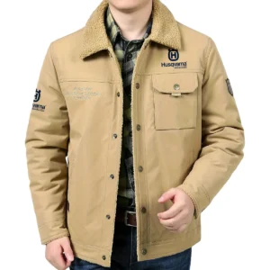 Husqvarna Motorcycles Exclusive Logo Velvet Coat Motorcycles QTMT191224A4HUS - Khaki