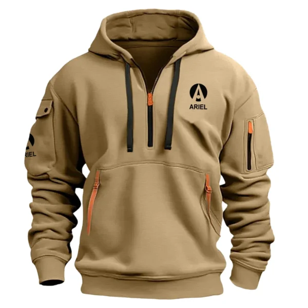 Ariel Motorcycles Exclusive Logo Hoodie Half Zipper Motorcycles Fans Loves QTMT191224A1ARI - Khaki