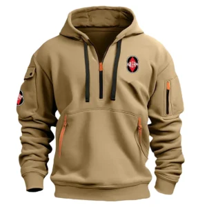 Gilera Motorcycles Exclusive Logo Hoodie Half Zipper Motorcycles Fans Loves QTMT191224A1GIL - Khaki